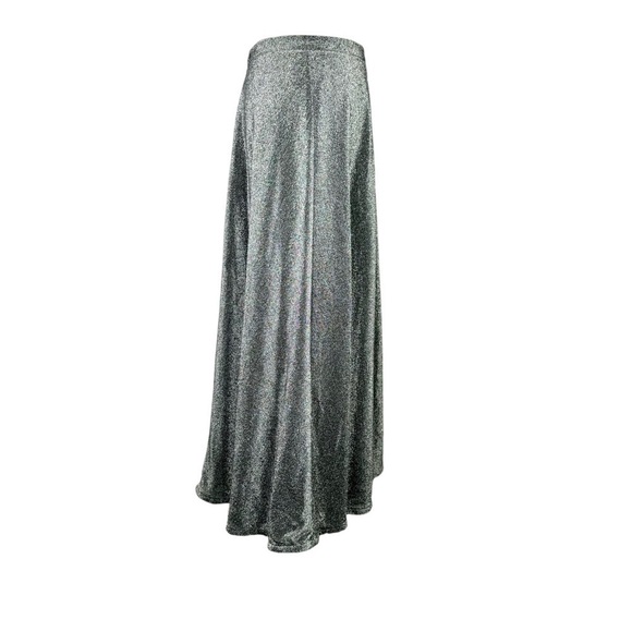 Vintage Ronni Nicole metallic silver lurex full maxi skirt 10 - Picture 3 of 6
